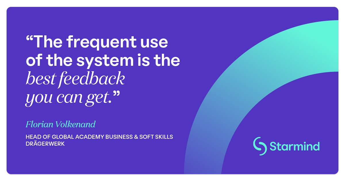 The frequent use of the system is the best feedback you can get. This was said by Florian Volkenand, Header of Global Academy Business & Soft Skills Drägerwerk